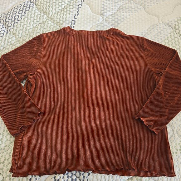 New York & Company Women's Plus Size Brown Pleated Knit Plisse Top Size 2X - Picture 9 of 10